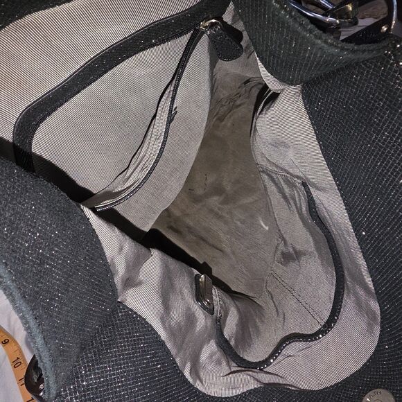 Badgley Mischka Designer Gray Suede Silver Hobo Shoulder Bag Dark Romance Boho - Picture 4 of 8